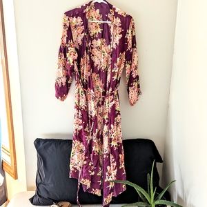 Cotton Blend Floral Kimono Robe